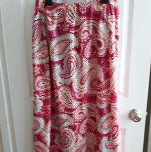 Vintage Goddess Festival Hippie Pink Paisley Maxi Skirt Handmade L/XL
